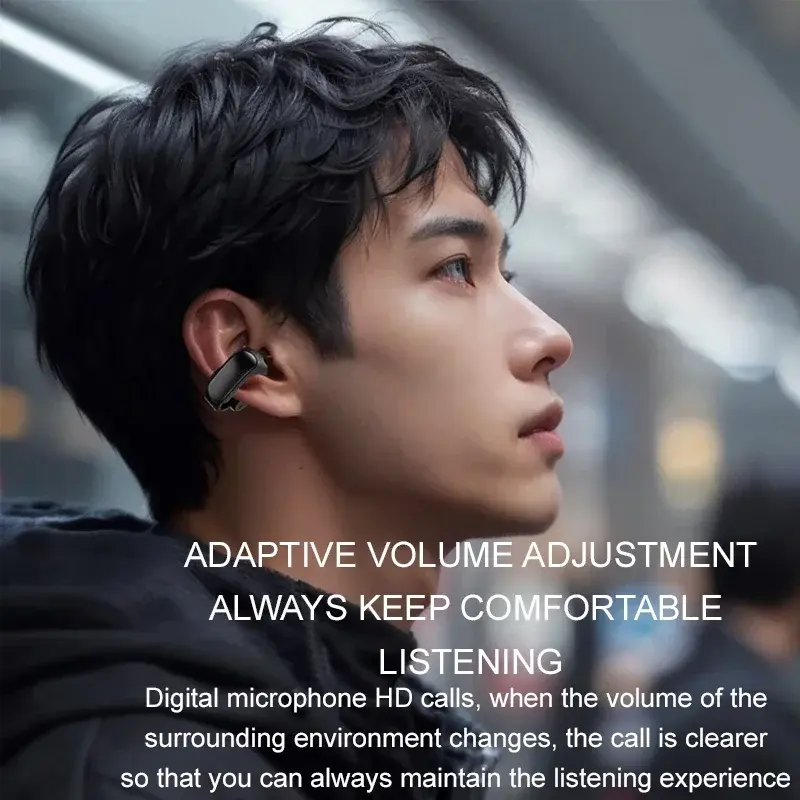 BS Ultra Open Ear Clip Headphones True Wireless Earbuds Bluetooth 5.4 Sports Earphones Waterproof TWS Gaming Headest With Mic