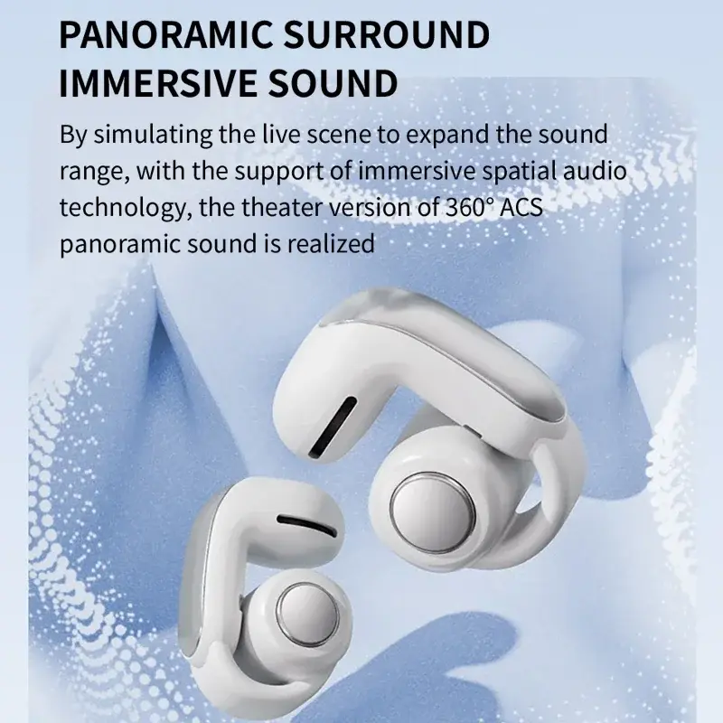 BS Ultra Open Ear Clip Headphones True Wireless Earbuds Bluetooth 5.4 Sports Earphones Waterproof TWS Gaming Headest With Mic