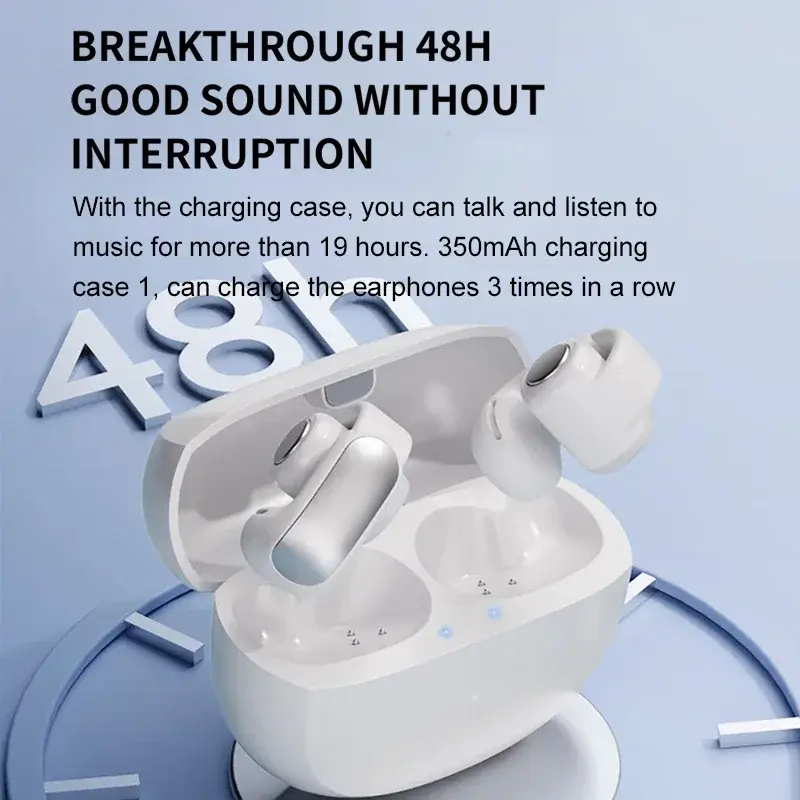 BS Ultra Open Ear Clip Headphones True Wireless Earbuds Bluetooth 5.4 Sports Earphones Waterproof TWS Gaming Headest With Mic