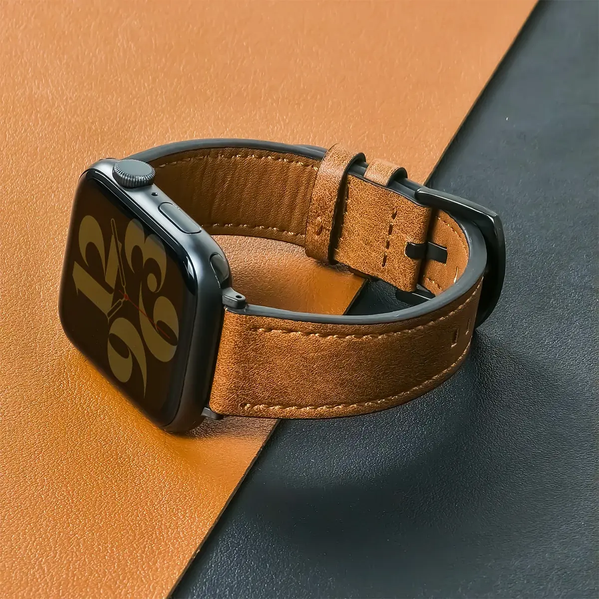 Calf Leather Watch Band for Apple Watch Strap 49mm 46 44 45 42 40 41mm Woman Man Bracelet for IWatch Series 8 7 6 5 4 3 Se Band