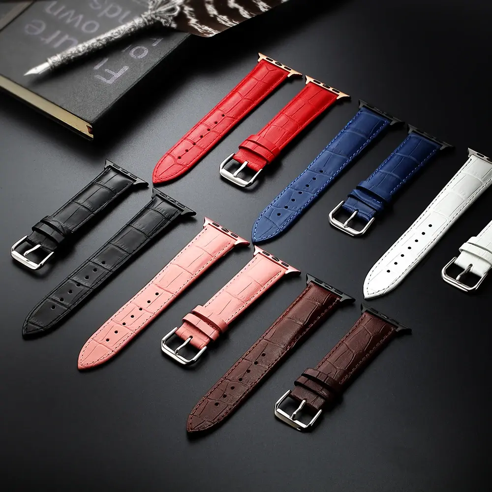 High Quality Leather Watchband For Apple Watches iWatch Series 10/8/7/SE/6/5/4/3/2 42mm 38 44 40mm Strap 45 46 41mm Brown/Black