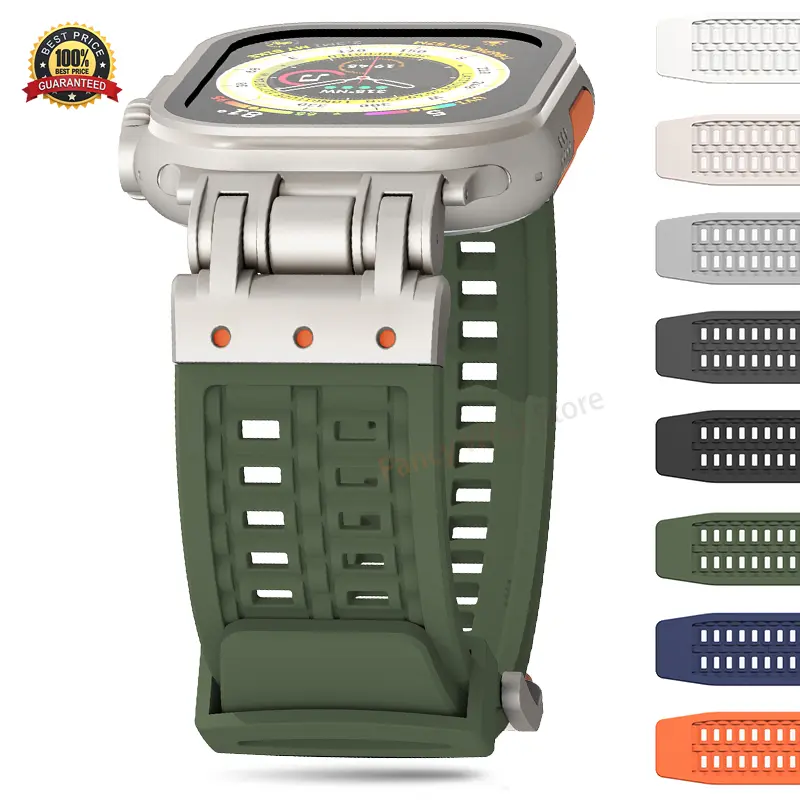 Rubber Strap For Apple Watch Band Ultra 2 1 49mm 45mm 44mm 42mm Soft Sport Band For iWatch Series 9 8 7 6 5 Bracelet Accessories