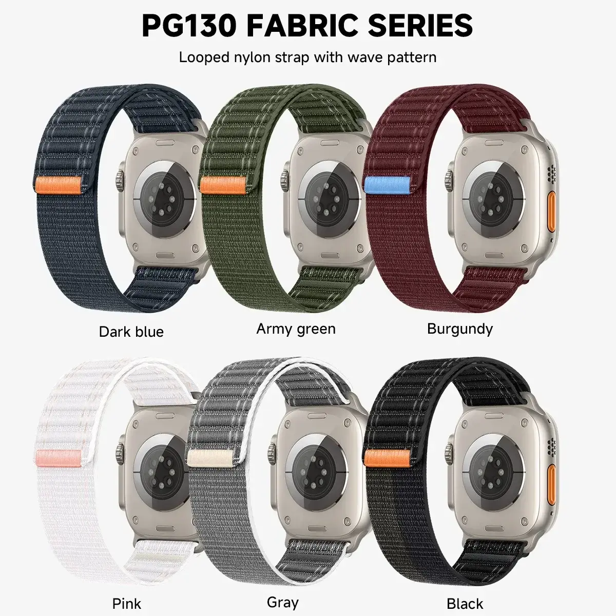 Nylon Strap For Apple Watch Band Ultra 2 49mm S10 46mm 42mm 45mm 41 44mm 38 Wave pattern Bracelet For iWatch Series 10 9 8 7 654