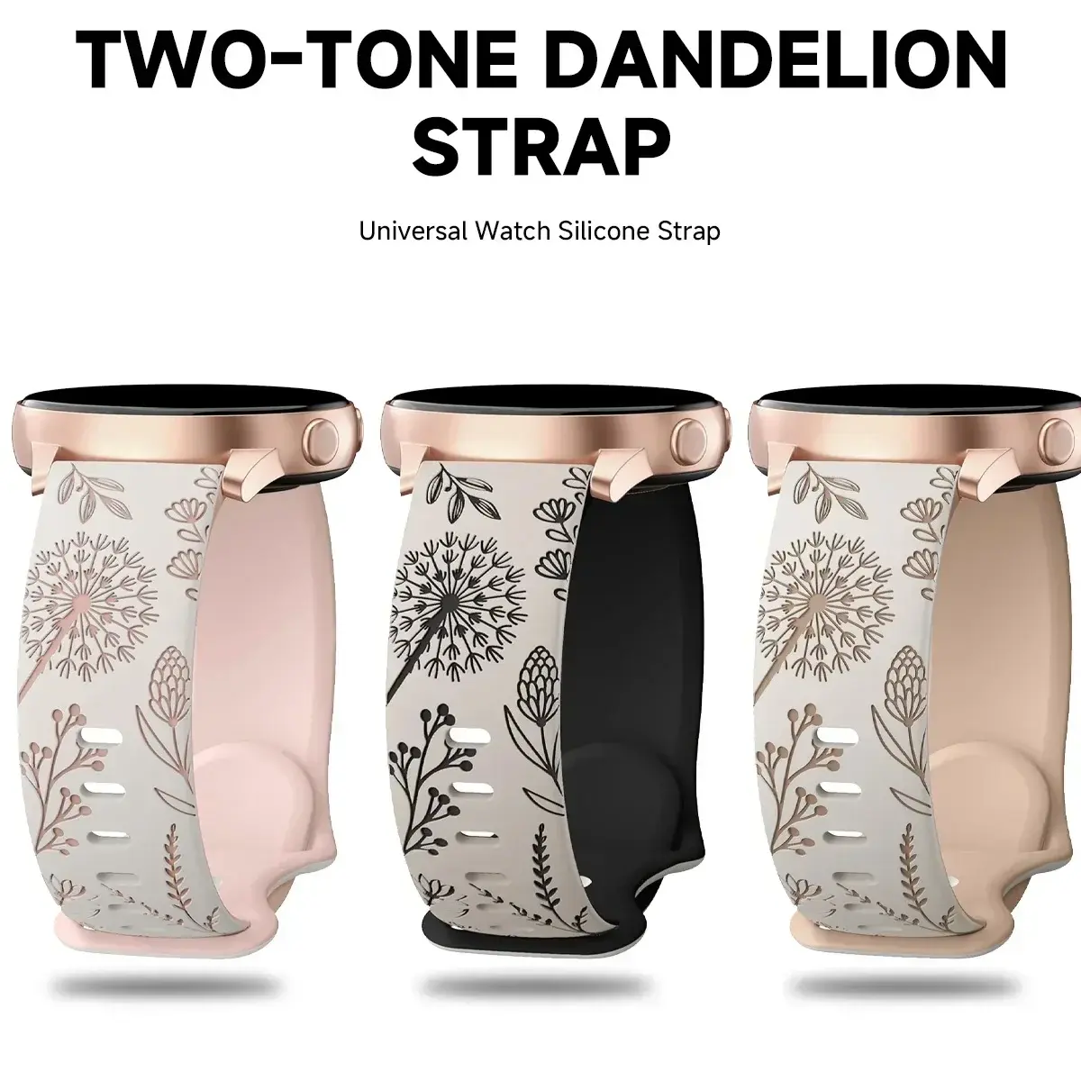 Two-tone Silicone Band Engraved Strap for Samsung Galaxy Watch 6/5/4/Active 2 40mm Women 20mm Sport Wrist bracelet