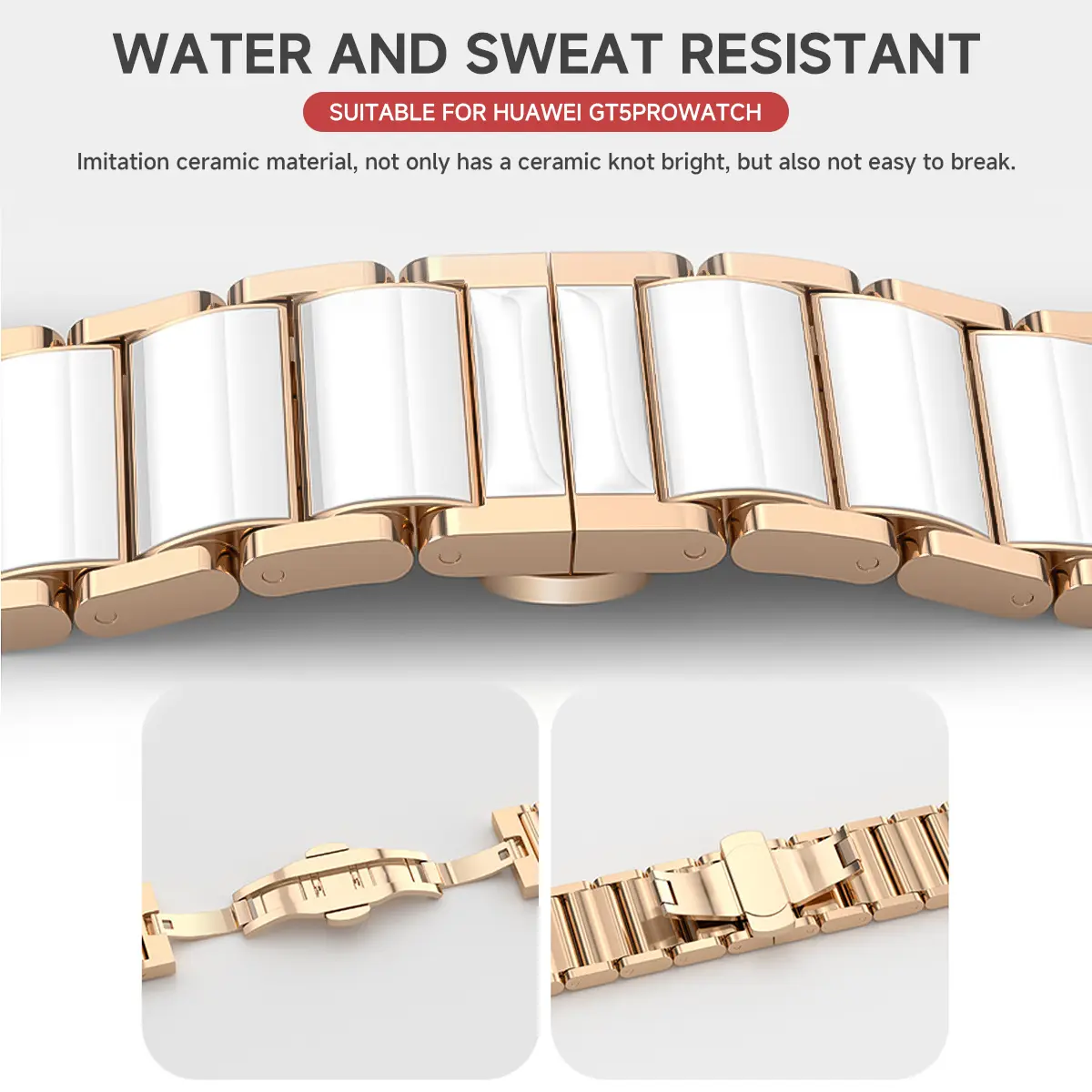 18mm Ceramics Bracelet Strap For Huawei Watch GT5 Pro 42mm Butterfly Buckle Replacement Wristband Huawei Watch GT 5 4 41MM Belt