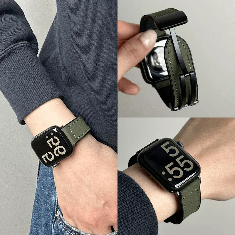 Silicone+Leather Strap For Apple Watch Band 49/44/42/45/38/40/41 Accessories Bracelet for iWatch Ultra Series 10 9 8 7 SE 6 5 4