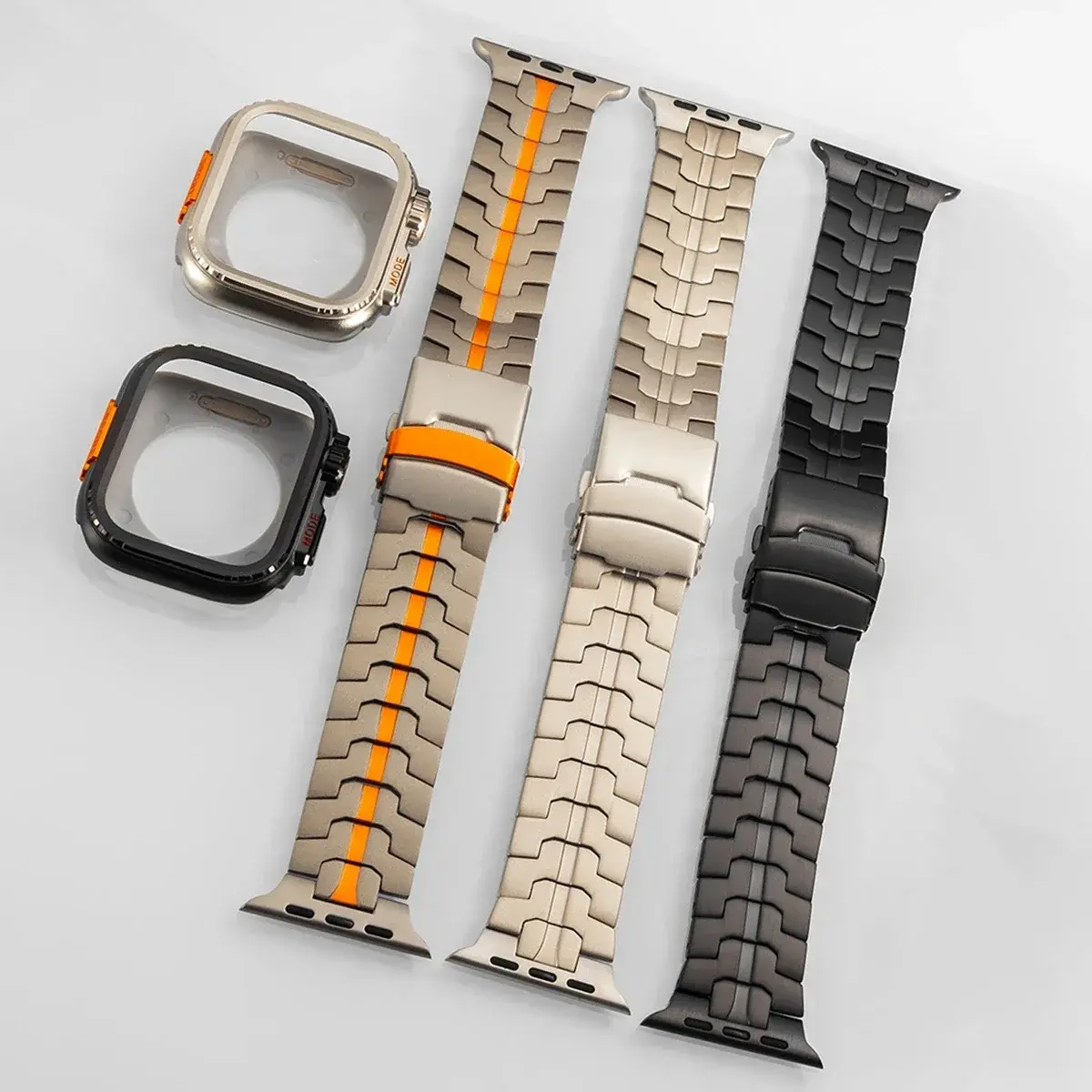 Titanium Strap for Apple Watch Ultra 2 49mm 45mm 44mm Metal Case Protector Case Bumper Frame for IWatch Series 9 8 7 6 5 4 SE