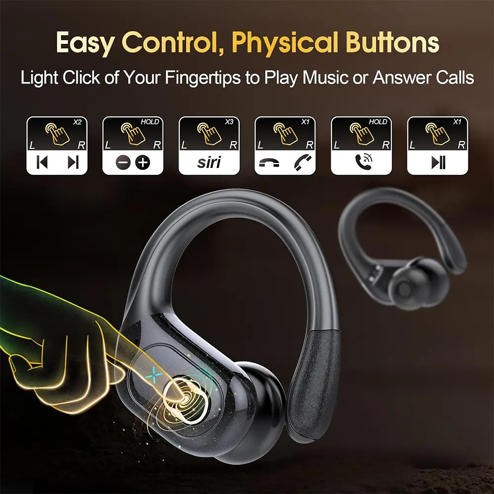 Ear Ganging Type Headset Men Women Waterproof HiFi Stereo Sound Blue Tooth Headphone Music Sports Earphone ENC Noise Cancelling