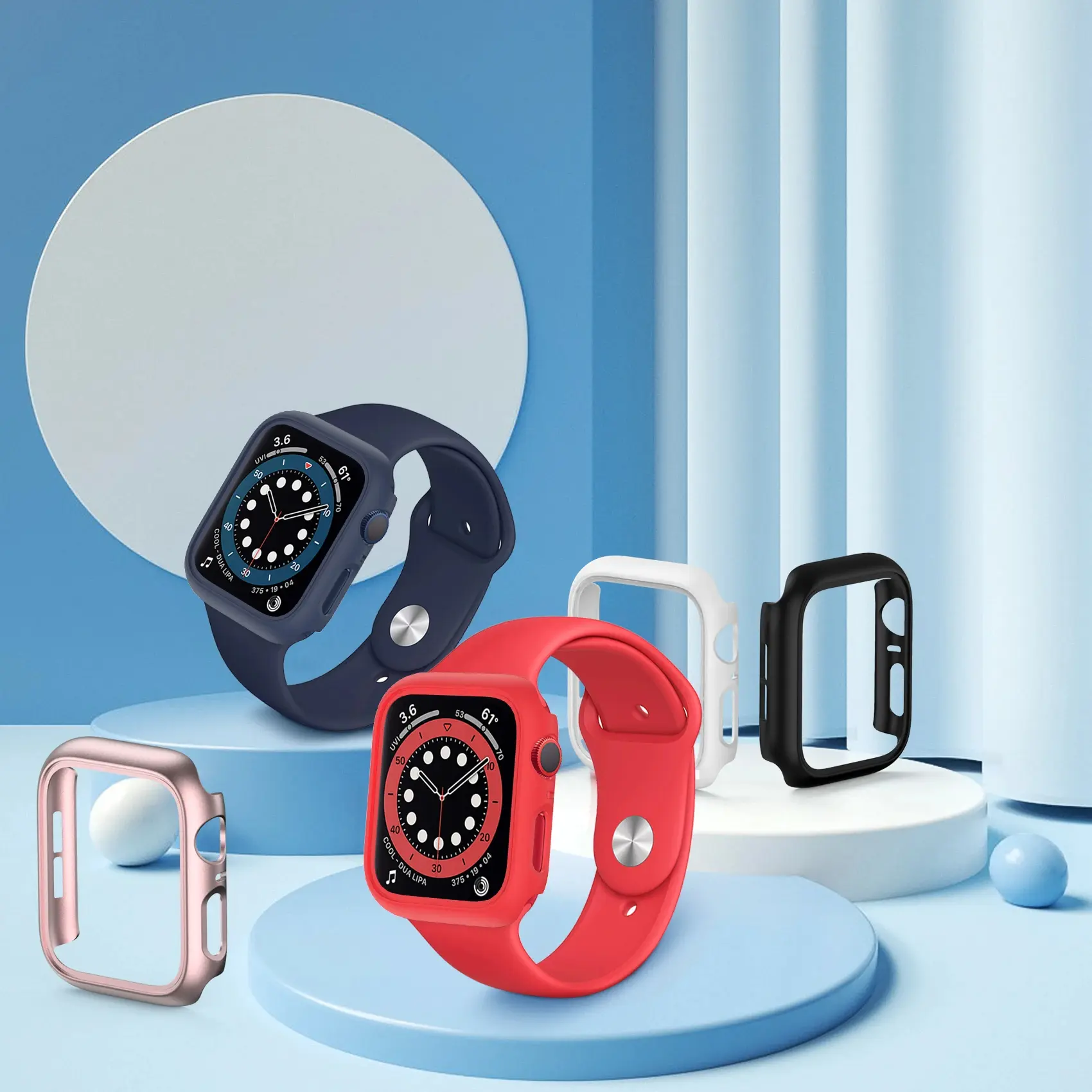 Matte Cover for Apple Watch 45mm 41mm 38mm 42mm 40mm 44mm, Hard PC Bumper Protective Case Frame for iWatch SE 9 8 7 6 5 4 3 2 1