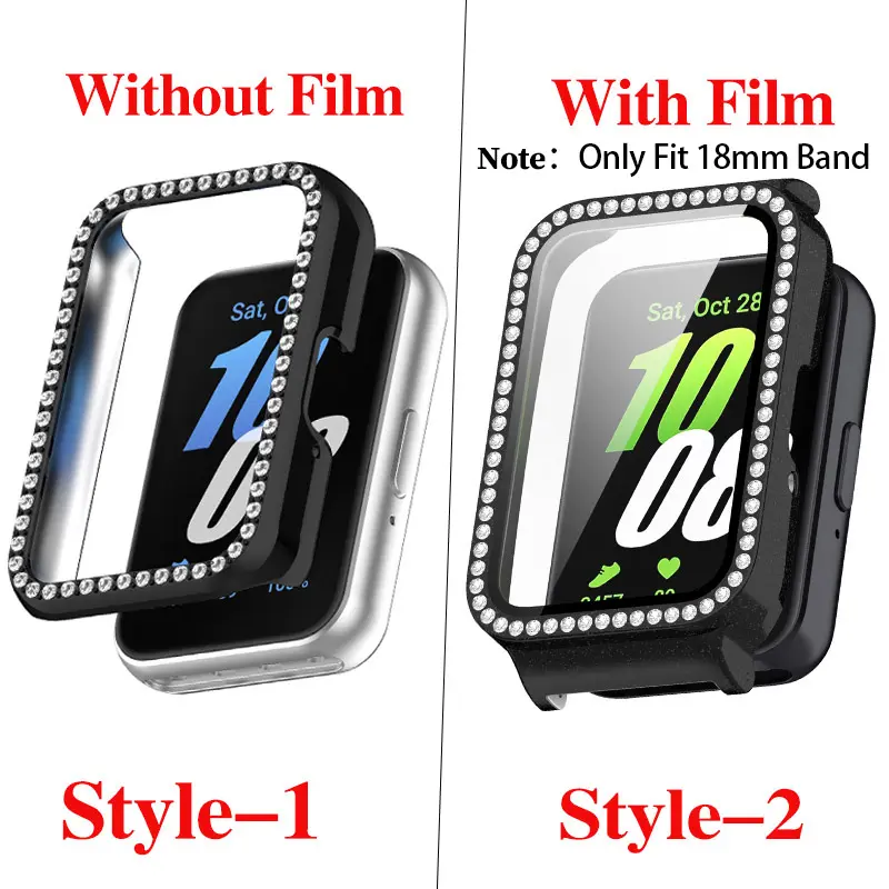 Protector Bling PC Hollow Case For Samsung Galaxy Fit 3 Samrt Watch Strap Diamond Crystal Bumper Protective Cover Screen