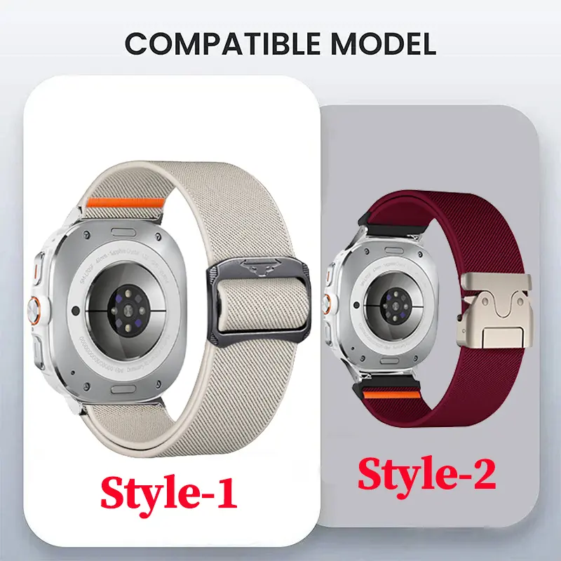 Nylon Strap for Samsung Galaxy Watch 8 Ultra 2 No Gaps Braided Elastic Loop Band Bracelet for Galaxy Watch Ultra 47mm Watchband
