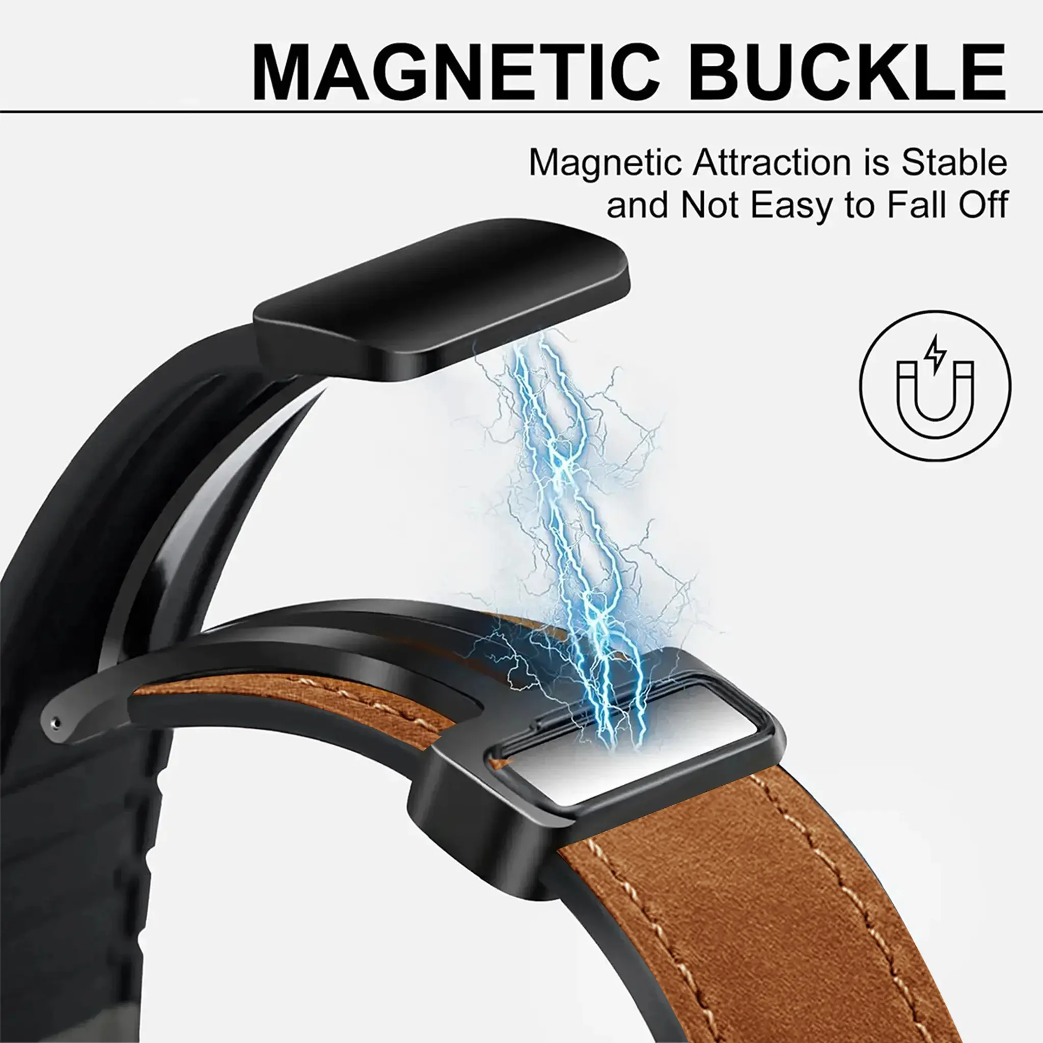 Leather Band for Samsung Galaxy Watch 8/8Classic Magnetic Strap Men Silicone Bracelet for Galaxy 8 7 Ultra 47mm Quick Fit Correa