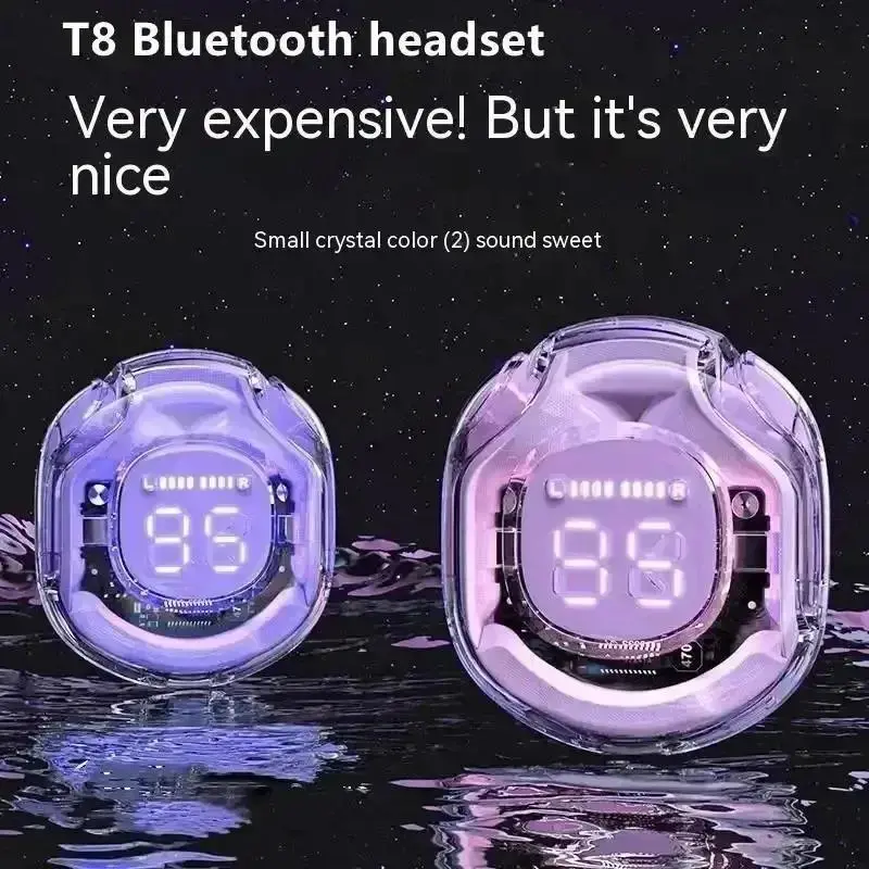 Pro T8 TWS Wireless Earphone Bluetooth 5.3 Headphones Sport Gaming Headsets Noise Reduction Earbuds Bass Touch Control for Phone