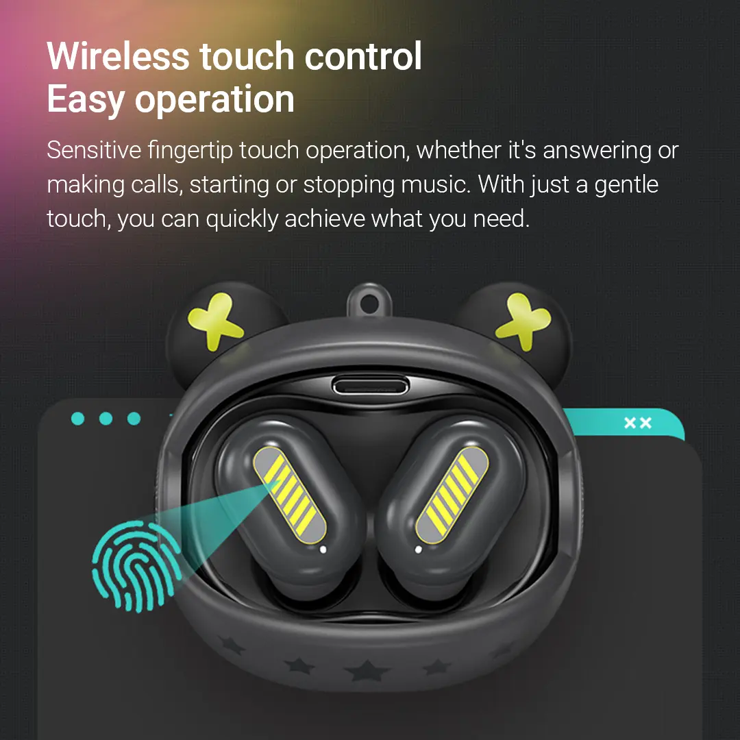 ONIKUMA 2025 New Black Gaming Headset Wireless Rotating Flip Design Earplugs HiFi Visual in-ear Headphones with Microphone