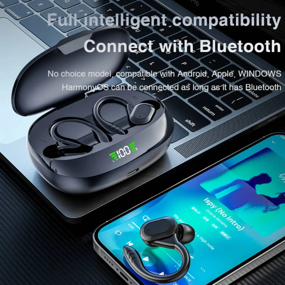 SP16 Bluetooth Wireless 5.4 Earphones Sport Earbuds Ear Hook HiFI Stereo Waterproof Headset With Mic TWS Headphone for Phone