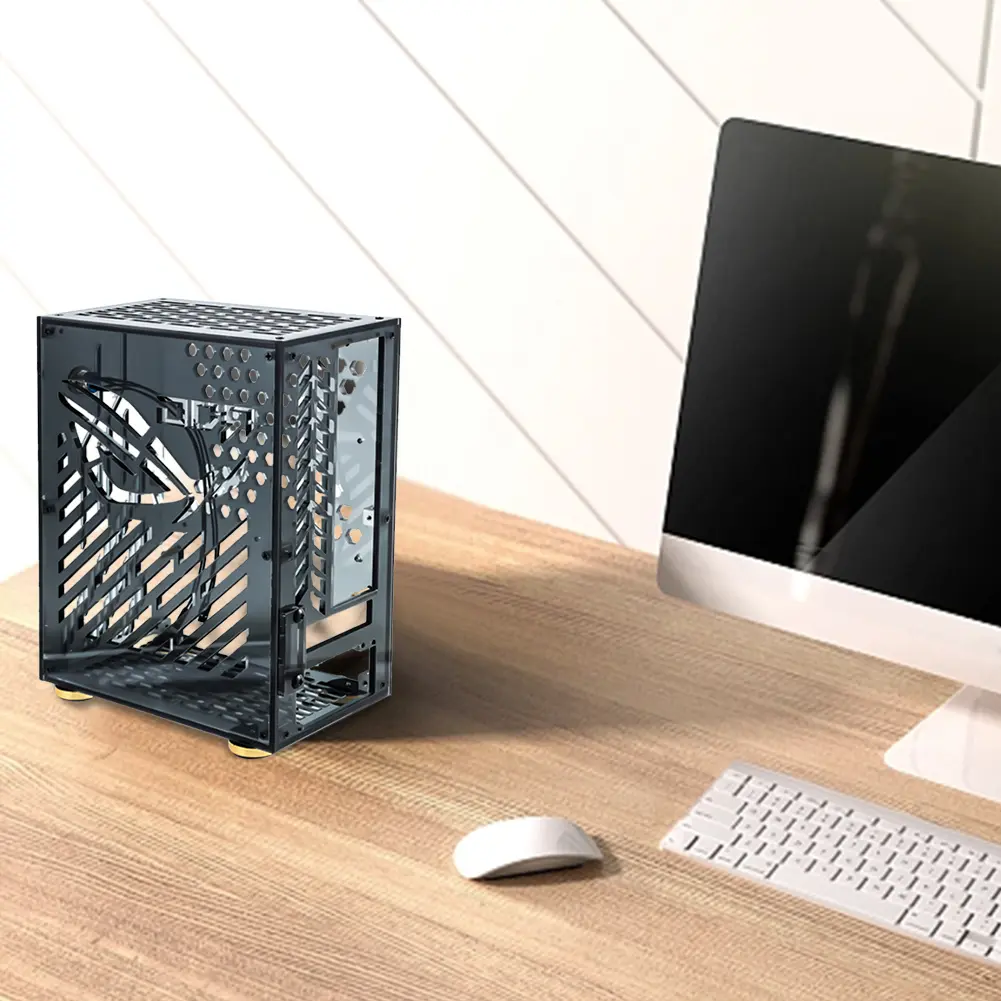 Portable Acrylic Frame 4.3L FLEX 1U Power Mini PC Chassis External Display Host Kit Computer Case Chassis for ITX Computer