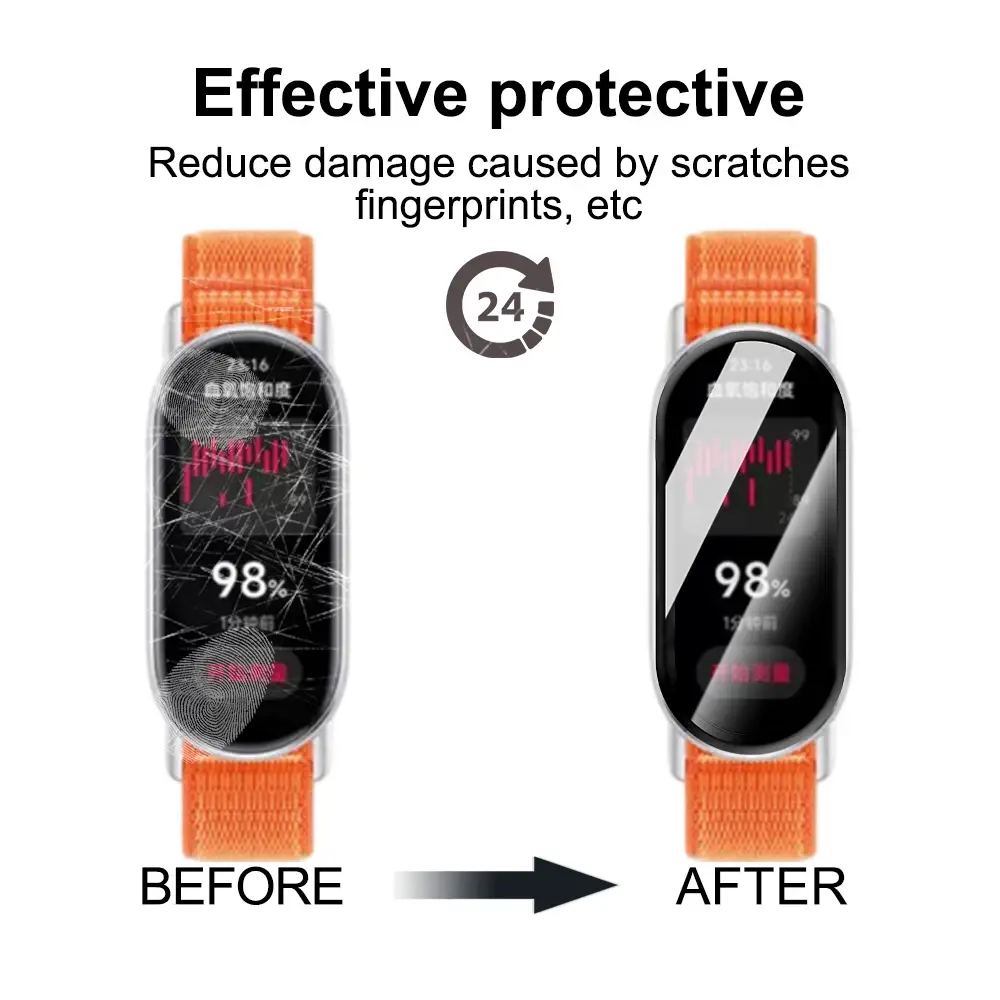 Suitable for Xiaomi Miband 10 Screen Protectors 9D Curved Full Coverage Anti-Scratch Protective Films for Mi Band 9 Watch Cover