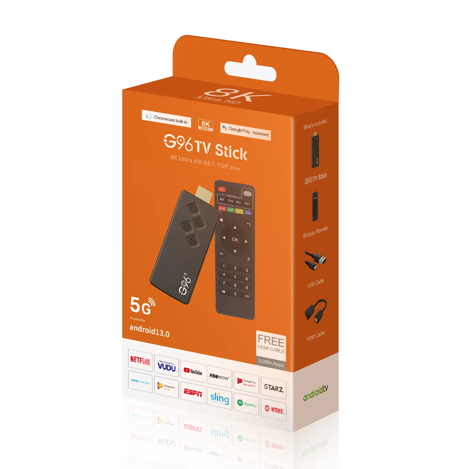 Global Version G96 TV Stick 8K Android13 Portable Streaming Media 2GB 16GB Multi Language TV Dongle Allwinner H313 Quad Core