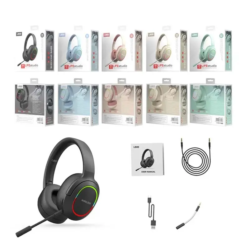 Wireless Headphones with MicroPhone Game Headset Blutooth 5.1 Gamer Surround Stereo Earphone Colourful Light PC Laptop Earpiece