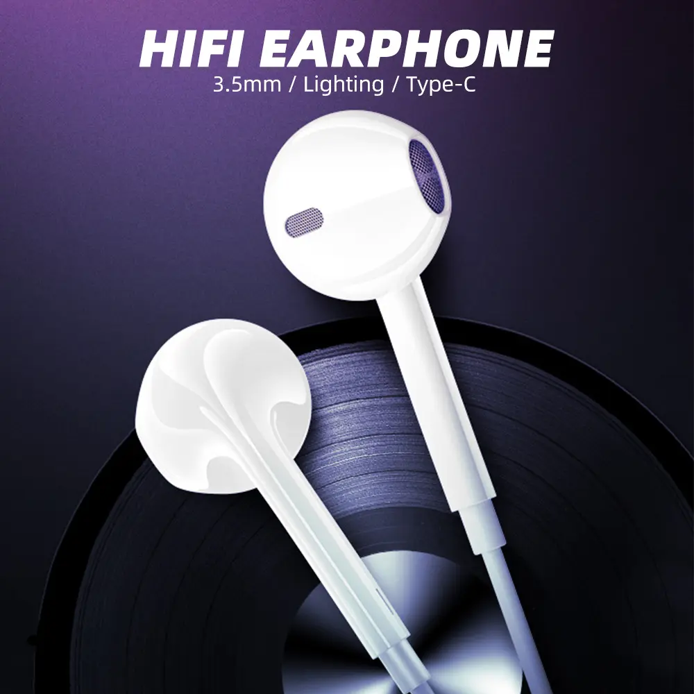 Wired Bluetooth Earphones for Apple 7 Android Huawei Xiaomi Type-C In Ear Earphones