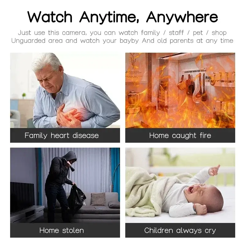 2.8 Inch Wifi Camera Vedio Baby Monitor 8MP Surveillance IP Camera IPS Screen Sound Detection HD Smart Home PTZ Security Cam