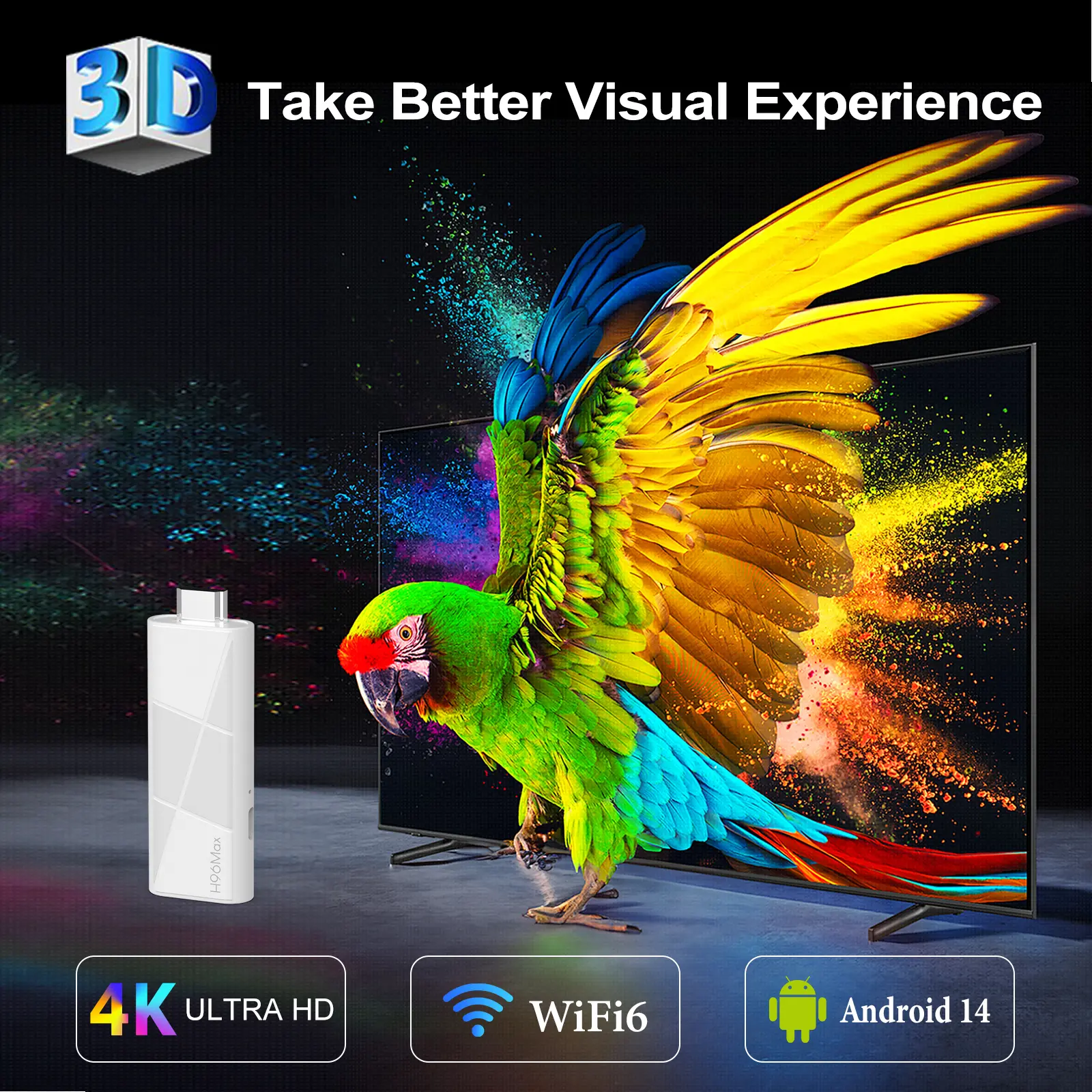 H96 MAX RK3518 Mini TV Stick Android 14 Smart TV Box 2GB 16GB Wifi6 BT5.4 4K HD Gogle Voice Media Player 2G8G