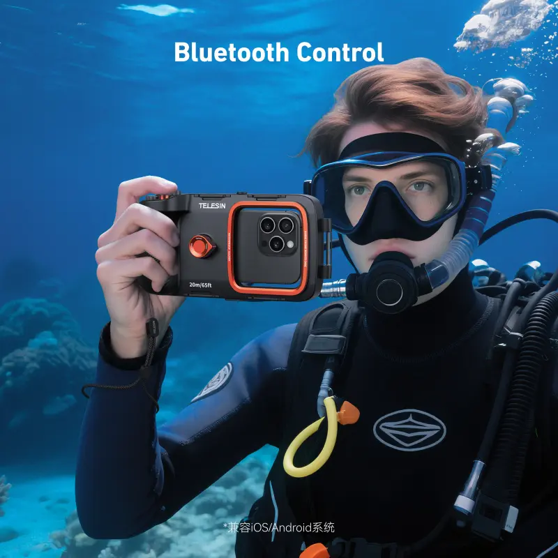 TELESIN Universal 20m/65ft Underwater Photo and Video Diving Protective Case with Handle Suitable for 5.4-6.9-inch phones