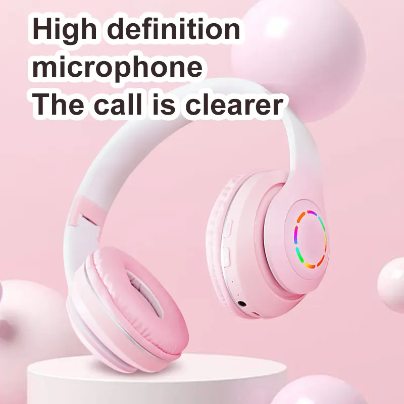 Wireless Bluetooth 5.3 Stereo Headset Colorful Luminous On-Ear Headphones Strong Bass Earphones Gaming Music Sports Headphone