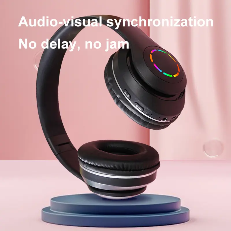Wireless Bluetooth 5.3 Stereo Headset Colorful Luminous On-Ear Headphones Strong Bass Earphones Gaming Music Sports Headphone