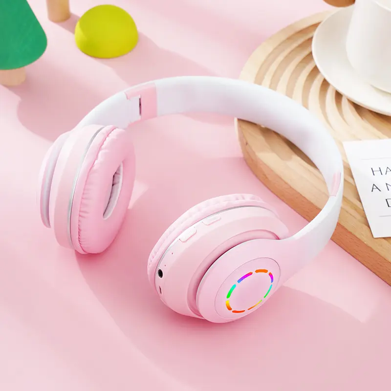 Wireless Bluetooth 5.3 Stereo Headset Colorful Luminous On-Ear Headphones Strong Bass Earphones Gaming Music Sports Headphone
