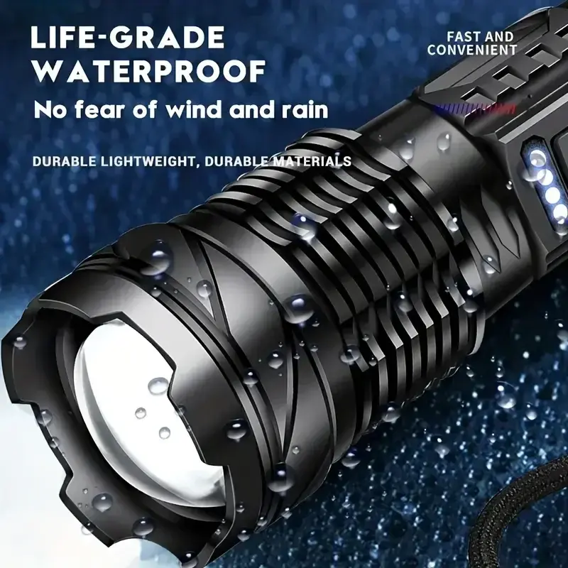 2025 Super Powerful Flashlight Rejected Torch Light High Power Strong LED White Flash Light Tactical Lantern with Charging Cable