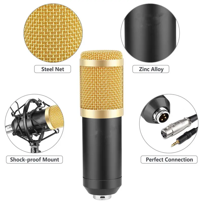 New BM-800 Condenser Microphone Karaoke Studio Live Streaming KTV Mic For Radio Braodcasting Singing Recording Computer Webcast