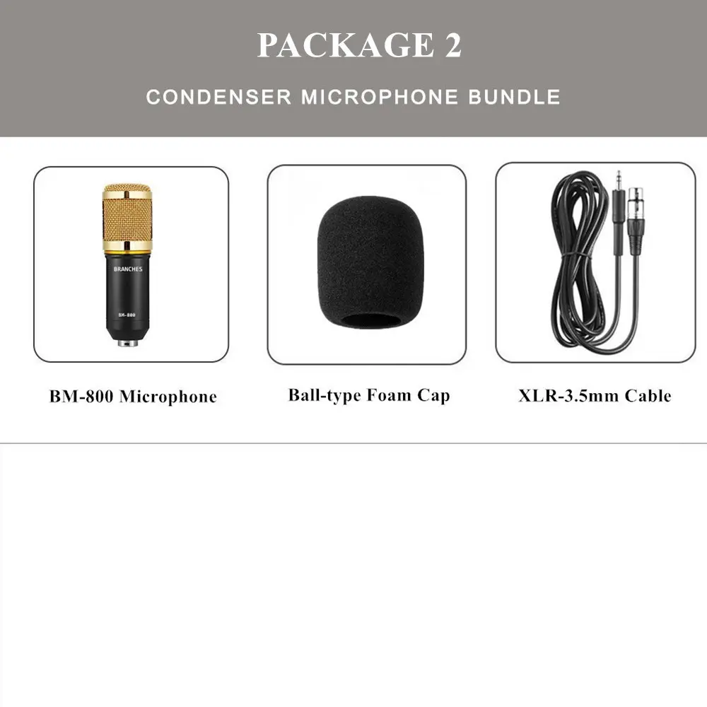 New BM-800 Condenser Microphone Karaoke Studio Live Streaming KTV Mic For Radio Braodcasting Singing Recording Computer Webcast