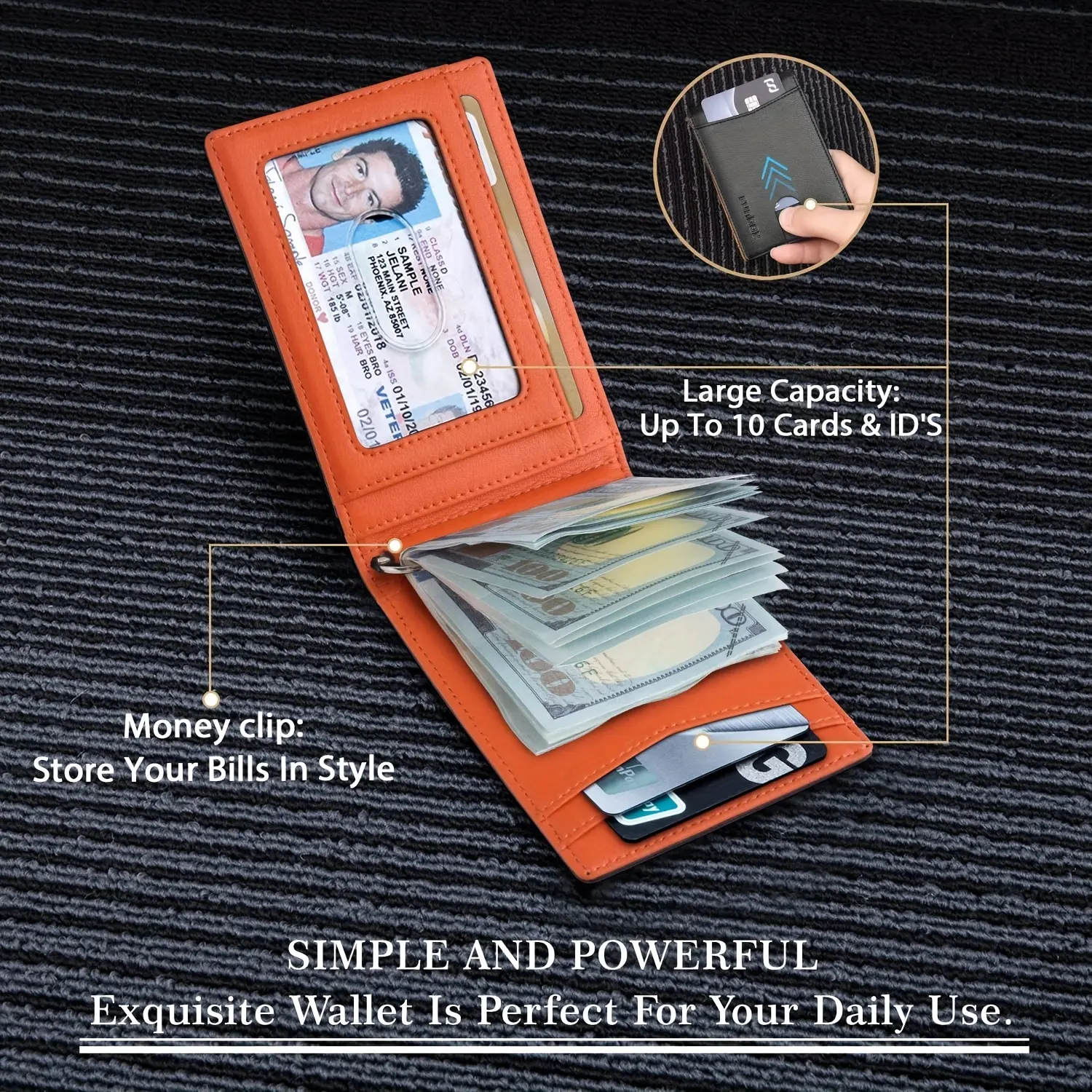 PU Leather  Slim Smart Wallet for Men with Money Credit Card Clip Mini RFID Blocking Leather Mens Thin Wallet Card Holder