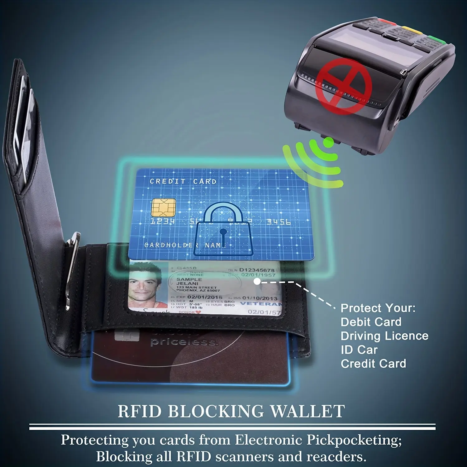 PU Leather  Slim Smart Wallet for Men with Money Credit Card Clip Mini RFID Blocking Leather Mens Thin Wallet Card Holder