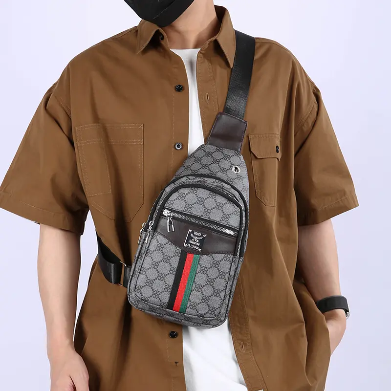 2025Men's Casual Messenger Bag Multi-Pocket Crossbody Shoulder Bag Lightweight Chest Bag with Port & Earphone Hole