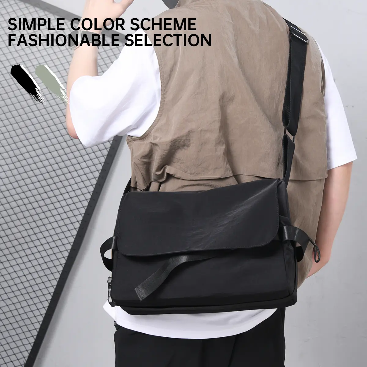 Men's Bag Shoulder Bag Work Clothing Tablet Crossbody Bag Casual Cross-Shoulder Free Shipping Messenger Bag 2025 New Black College Student Class Bag
