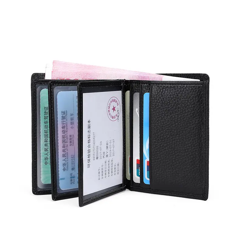 Classical Cowhide Leather Men's Wallets ID Credit Card Holders Short Coin Purses Money Bag Clip Driver License Cover