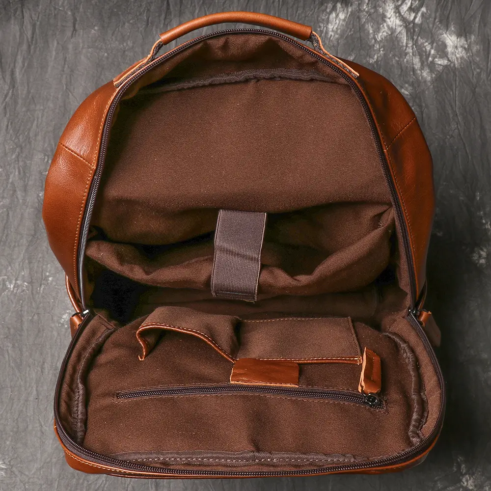 Men's Backpack Natural Head Layer Cowhide Vintage Crossbody Women's Outdoor Travel Backpack 15 inch Laptop Bag Leathfocus