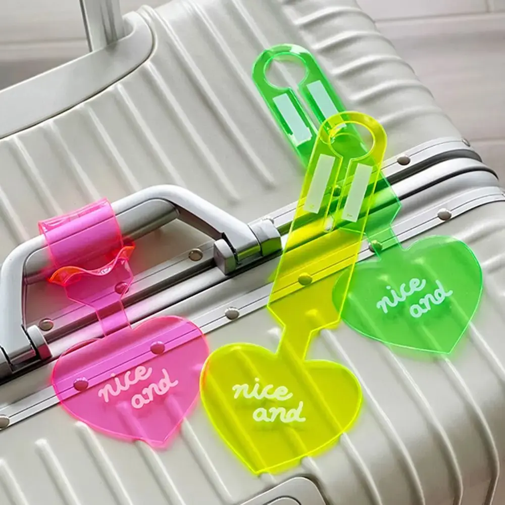 Soft PVC Color Luggage Tag Heart Travel Tags Suitcase Name Tag Anti Lost Luggage Tags Airplane Labels Holiday Travel Accessories