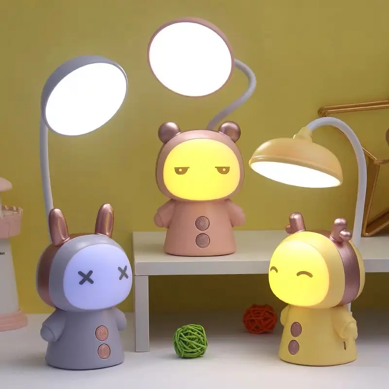 Portable Cute Desk Lamp Usb Rechargeable Dimmable Study Table Lamp Bedside Led Night Light for Reading Work Kids Birthday Gift