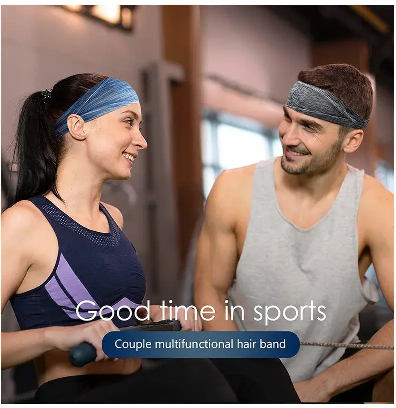 6pcs Sweatband for Men Women Elastic Sport Hairbands Head Band Yoga Headbands Headwear Headwrap Sports Workout Hair Accessories