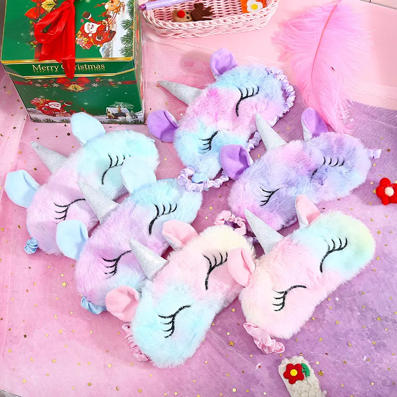 Cartoon Unicorn Party Anime Sleeping Mask Eye Cover Kids Christmas Gift Blindfolds Travel Sleep Eye Aid Band Shade Rest Eyepatch