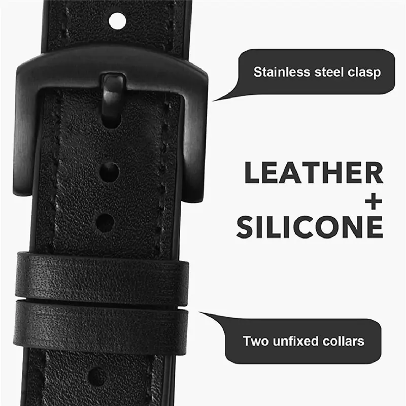 Leather+Silicone Replacement Strap for Samsung Galaxy Watch4 6 5 Pro 40mm 44mm Band Watch 6 4 Classic 47 43mm 46mm Bracelet Belt