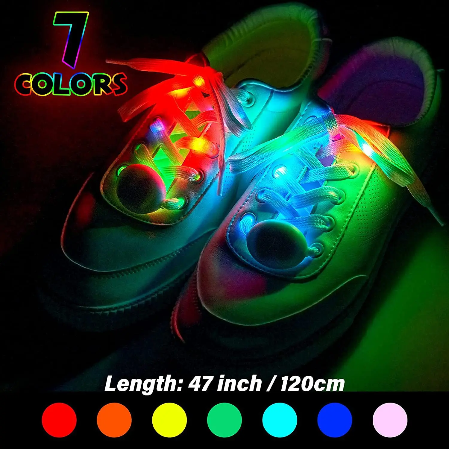 2Pcs LED Sport Luminous Shoelaces Glow Shoe Strings Round Flash Light Shoelaces Batteries No Tie Lazy Shoe Laces Party Decor