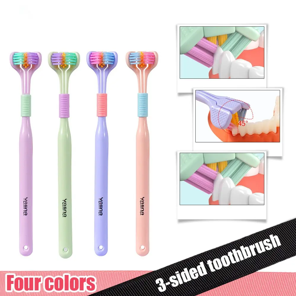 360° 3-in-1 Toothbrush Soft High Quality Three Head Toothbrush PBT Bristle Teeth Whitening Teethbrushes Adult Dental Oral Care