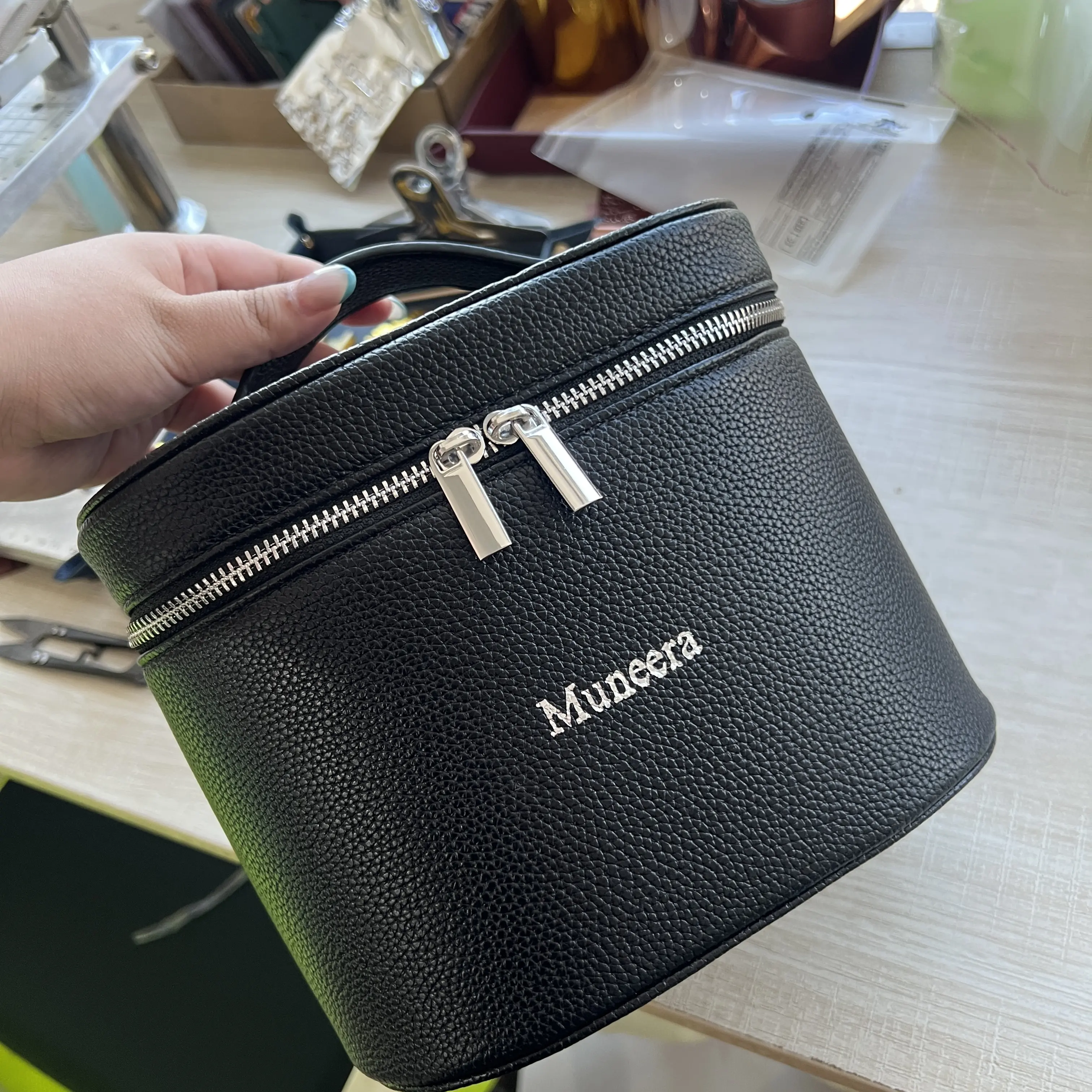Custom Name New Hot Pebble Leather Removable Separate Washing Bag Travel Portable Storage Bag Cosmetic Bag