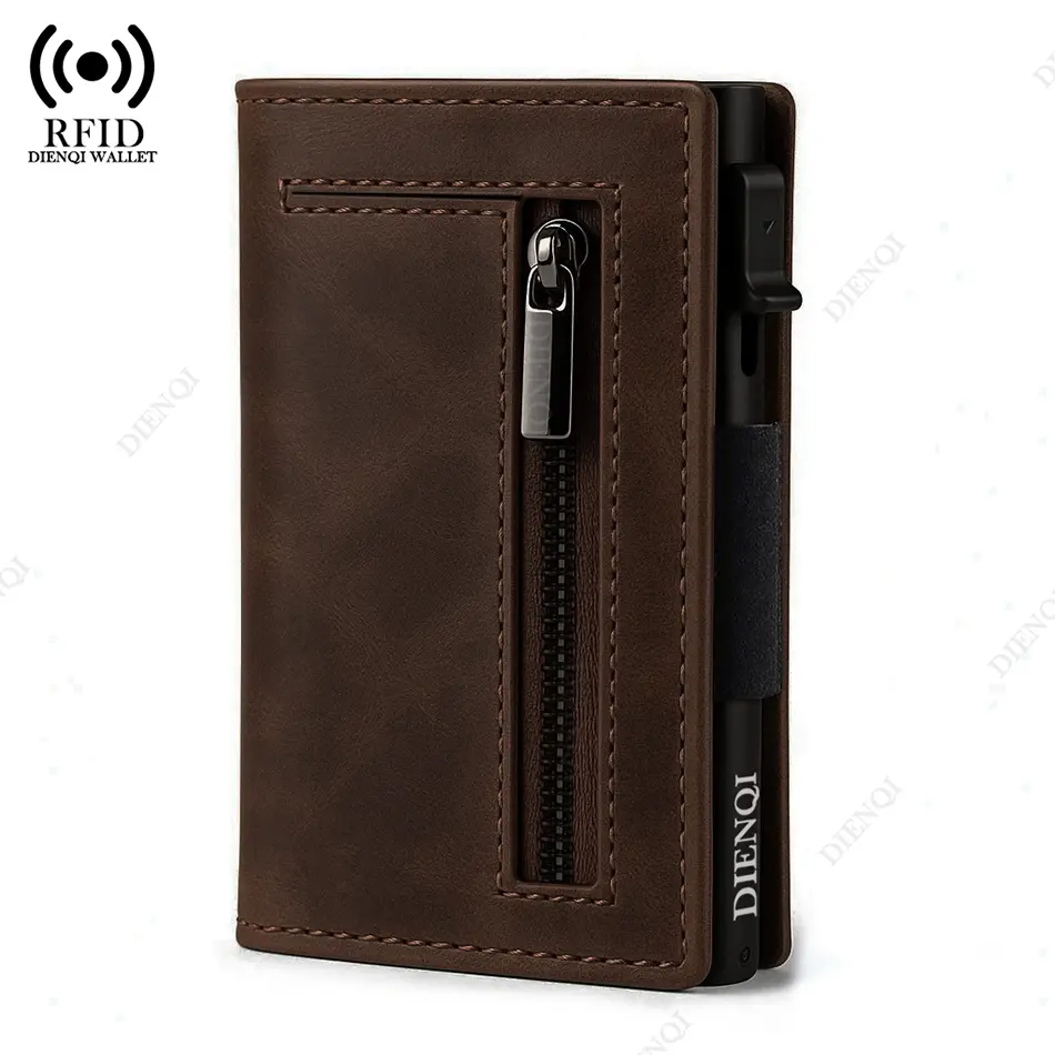 Luxury RFID Blocking Card Holder Men Wallets Money Bag Metal Credit Cardholder Aluminium Slim Thin Smart Minimalistic Wallets