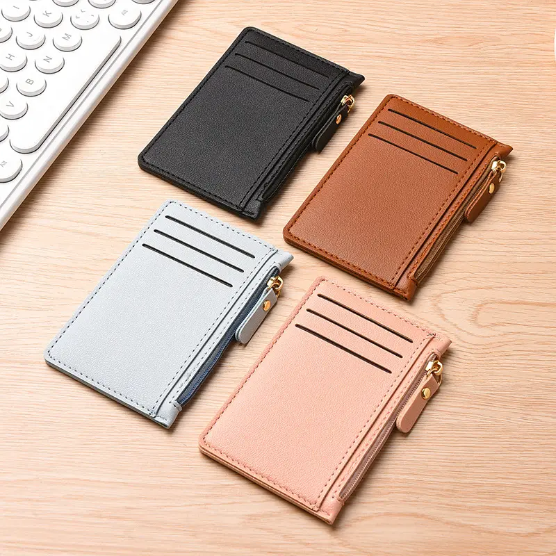 Ultra thin female compact multi slot card holder, driver's license bag, minimalist mini wallet, one-piece card holder