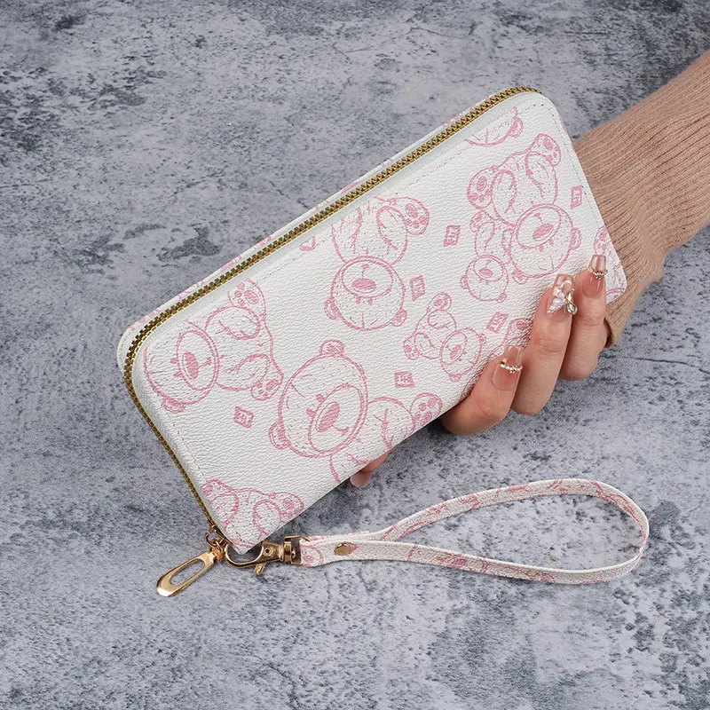 2025 New Women's Wallet Long Bear Single Zipper Handbag Fashion Card Insertion Bag Multi slot Money Clip Women's Bag